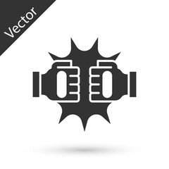 Grey Punch in boxing gloves icon isolated on white background. Boxing gloves hitting together with explosive. Vector.