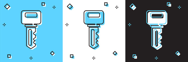 Set House key icon isolated on blue and white, black background. Vector.