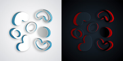 Paper cut Jelly candy icon isolated on grey and black background. Paper art style. Vector.