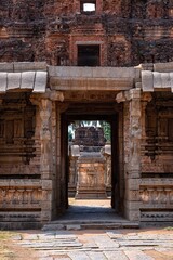 Fototapeta na wymiar Stunning view at ancient Achyutaraya temple of Vijayanagara Empire kingdom, UNESCO World Heritage Site. India, Hampi, Karnataka