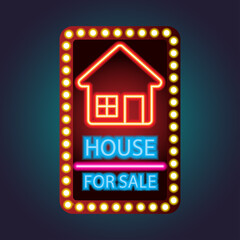 house home for sale neon sign for house for sale plank