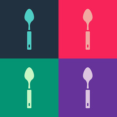 Pop art Spoon icon isolated on color background. Cooking utensil. Cutlery sign. Vector.