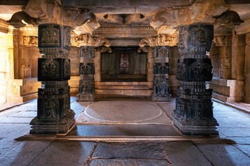 Beautiful ancient ruins of Hazara Rama temple in Hampi, The temple is dedicated to Lord Rama, a...