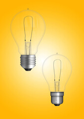 Pendant lamp with light bulb isolated on colored background . 3d rendering illustration , fit for your design element