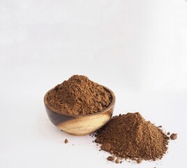 cocoa powder Palm kernel meal powder with shell by product from oil production and substrate of cosmetic on isolate background