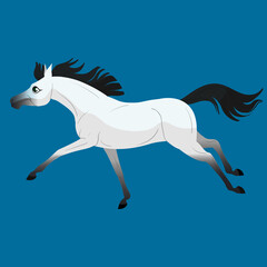 Naklejka na ściany i meble The carton horse runs at a gallop. Isolated vector illustration. Pony illustration for children's book.