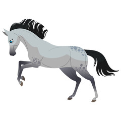 Obraz na płótnie Canvas The carton horse runs at a gallop. Isolated vector illustration. Pony illustration for children's book.