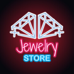 jewelry store neon sign for jewelry business plank. vector illustration