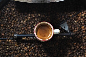 cup of coffee with beans