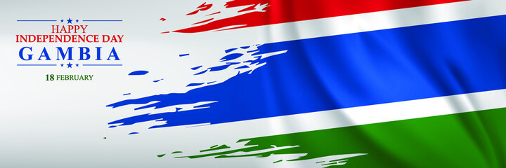 18 February Independence day of Gambia. Vector illustration for greeting card, poster and banner.