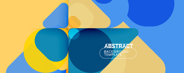 Flat geometric round shapes and dynamic lines, abstract background. Vector illustration for placards, brochures, posters and banners
