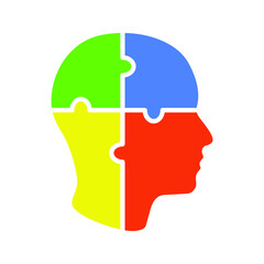 Simple Head Puzzle Mind Design For Education Industry. idea concept vector icon on white background