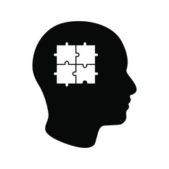 Simple Head Puzzle Mind Design For Education Industry. idea concept vector icon on white background