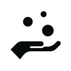 Money on hand, obtain glyph icon concept. Simple solid style hand and coins for web template and app. Vector illustration isolated on white background. EPS 10