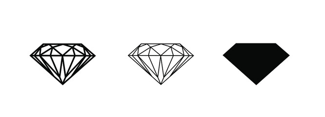 Set diamonds logo silhouette, icons on white background, isolated. Vector ENP 10.