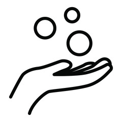 Money on hand, obtain line icon. Simple outline style hand and coins for web template and app. Vector illustration isolated on white background. EPS 10