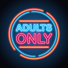 Naklejka na ściany i meble adults only glowing box for outdoor business advertising neon sign billboard. vector illustration