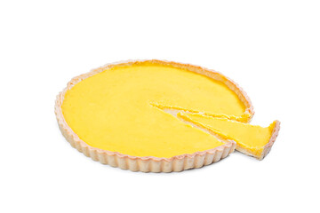 Traditional french lemon tart, top view