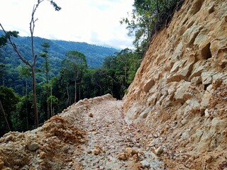 Road excavation result in the mountain