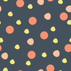 Big polka dots on dark grey background vector pattern