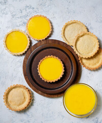 Traditional french lemon tart, top view