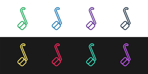 Set line Sauna ladle icon isolated on black and white background. Vector.