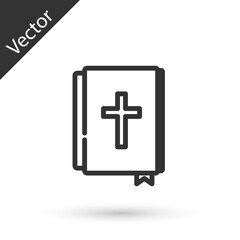 Obraz premium Grey line Holy bible book icon isolated on white background. Vector.