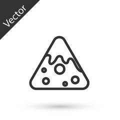 Grey line Nachos icon isolated on white background. Tortilla chips or nachos tortillas. Traditional mexican fast food. Vector.