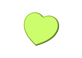 3D image. 3d rendering. light green heart on a white background. Valentine's Day