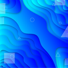 a background that radiates white and dark blue by adding a few lines, squares, dots and circles