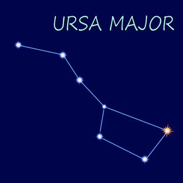 The constellation Ursa Major with respect to the colors and sizes of the stars. Icon, logo.