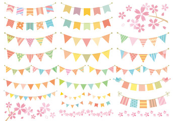 春色ガーランドと桜の飾り罫のセット © ひび