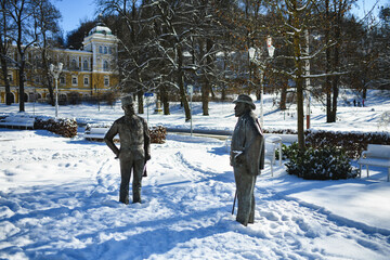 Sculptures of Emperor Franz Joseph I of Austria and King Edward VII of England - Marianske Lazne...