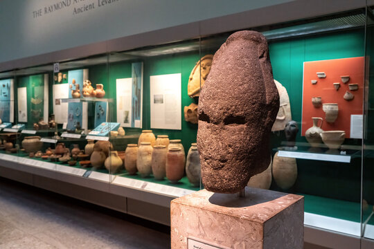 London, England - December 4, 2019: Significant sites in Egypt and Nubia in the Napatan period, about 800-300 BC. at British Victoria and Albert Museum in London, UK.