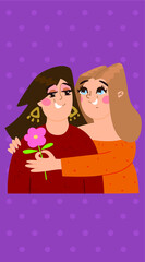 Cute postcard for best friend. Vector illustration.