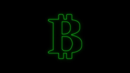 Bitcoin neon green color, Cryptocurrency. Bitcoin symbol on black background. Royalty high-quality free stock photo image of bitcoin Cryptocurrency, digital Bit Coin. BTC Currency Technology Business
