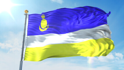 4k 3D Illustration of the waving flag on a pole of country Buryatia