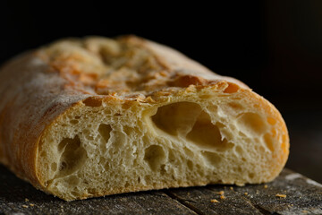 ciabatta cut on a board