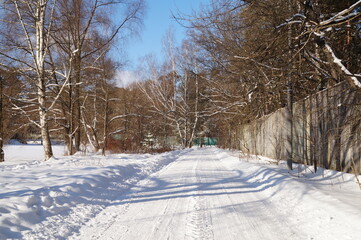  the road in winter in the Russian village