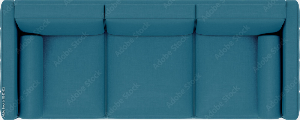 Poster sofa top view isolated on background. 3d rendering - illustration