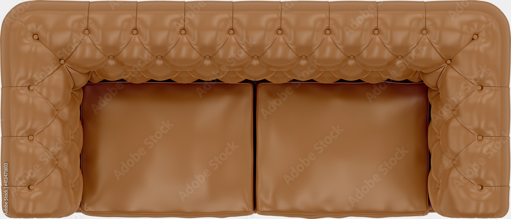 Poster sofa top view isolated on background. 3d rendering - illustration