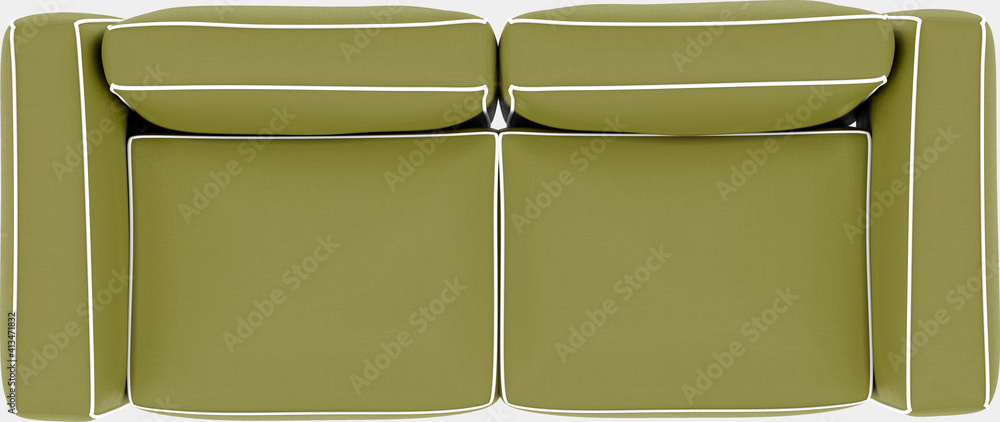 Poster sofa top view isolated on background. 3d rendering - illustration