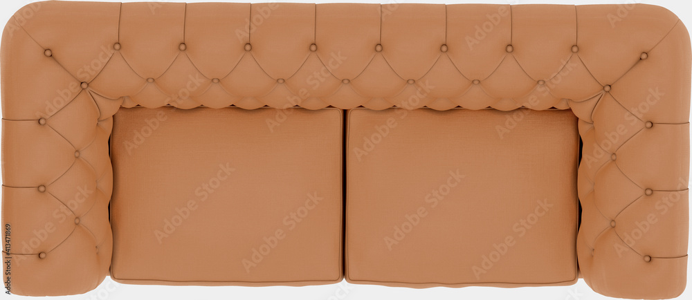 Poster sofa top view isolated on background. 3d rendering - illustration
