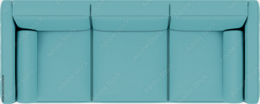 Poster sofa top view isolated on background. 3d rendering - illustration