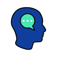 Head think concept icon design. Message talk sign. Creative idea symbol. color editble 