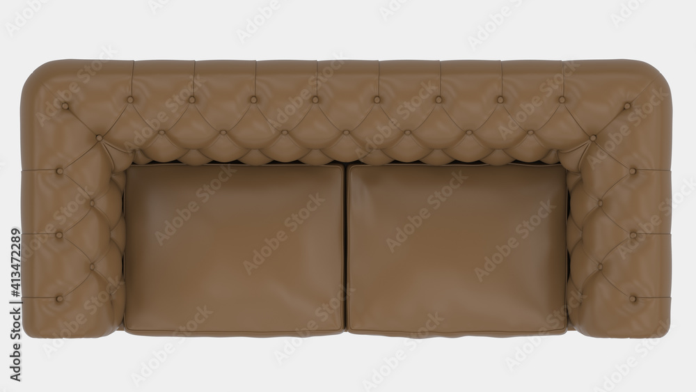 Poster sofa top view isolated on background. 3d rendering - illustration