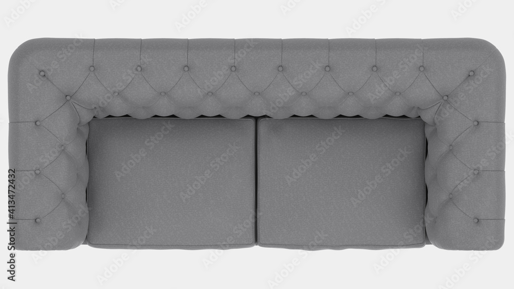 Poster sofa top view isolated on background. 3d rendering - illustration