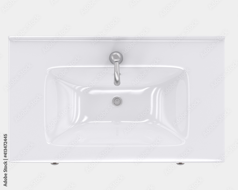 Poster basin top view isolated on background. 3d rendering - illustration