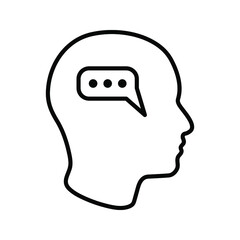 Head think concept icon design. Message talk sign. Creative idea symbol. color editble 