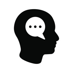 Head think concept icon design. Message talk sign. Creative idea symbol. color editble 